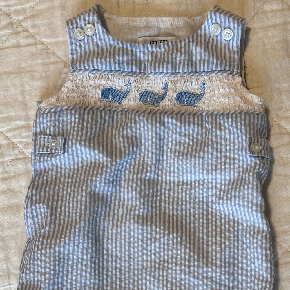 crown & ivy Blue and White Striped Romper